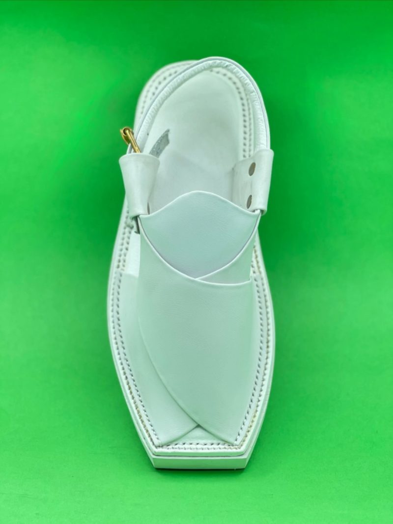 White Peshawari Kaptaan Chappal - Image 2