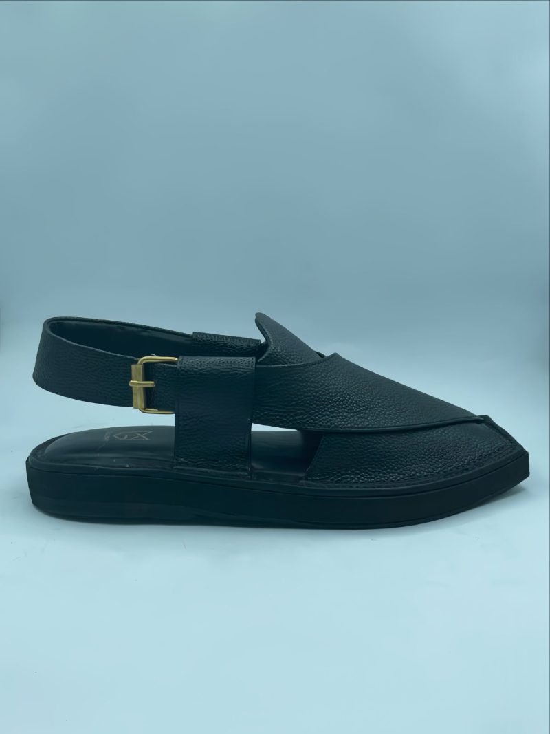 Black Dotted Kaptaan Chappal - Image 3