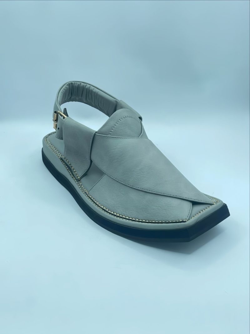 Gray Suede Peshawari Kaptaan Chappal - Image 2