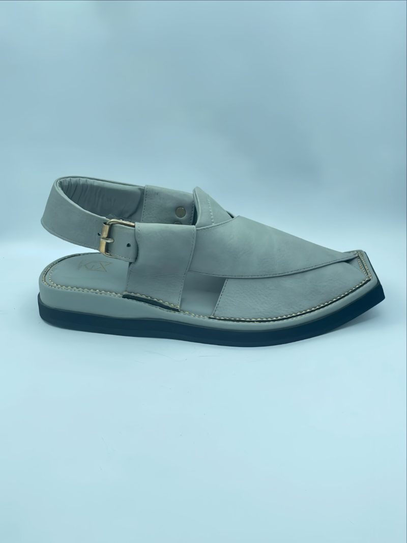 Gray Suede Peshawari Kaptaan Chappal - Image 3