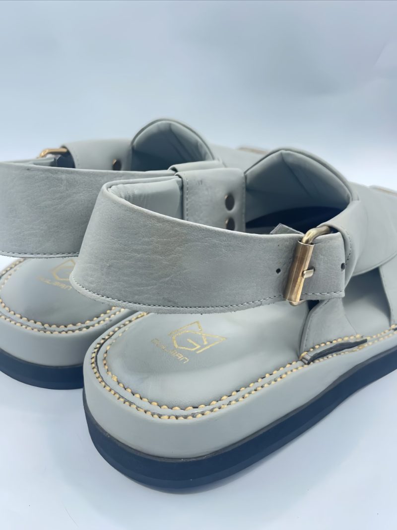 Gray Suede Peshawari Kaptaan Chappal - Image 5