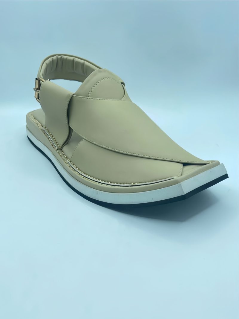 Beige Peshawari Kaptaan Chappal - Image 2