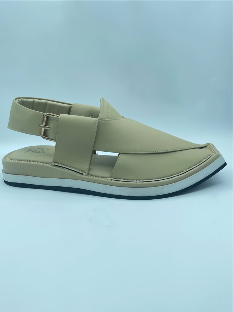 Beige Peshawari Kaptaan Chappal - Image 3