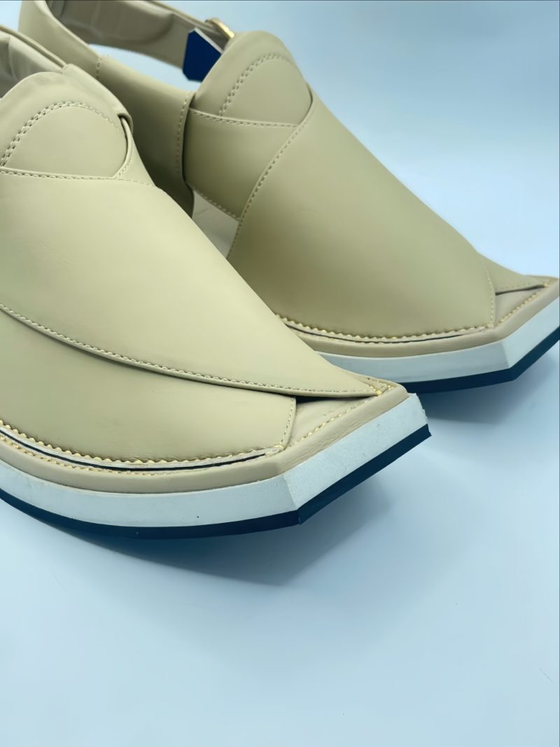 Beige Peshawari Kaptaan Chappal - Image 4