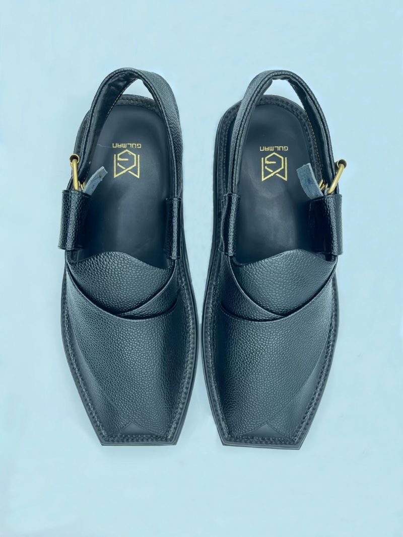 Black Dotted Kaptaan Chappal