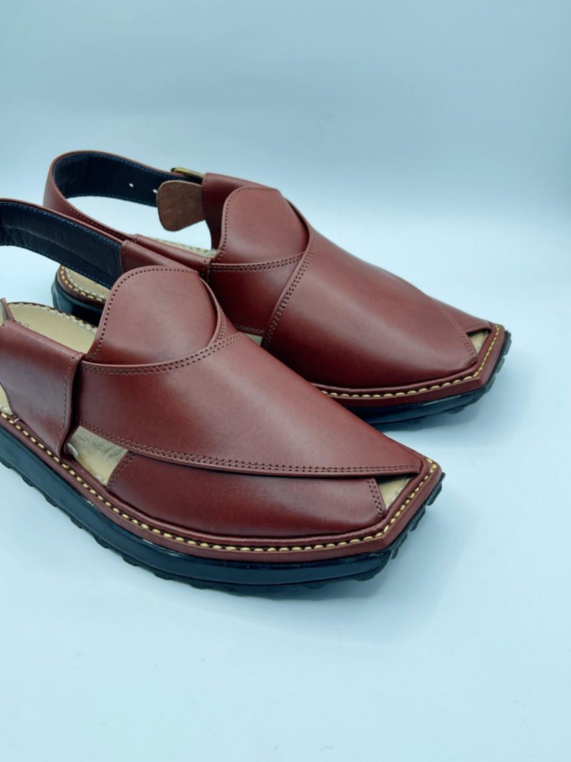 Dotted Sole Burgundy Kaptaan Chappal - Image 4