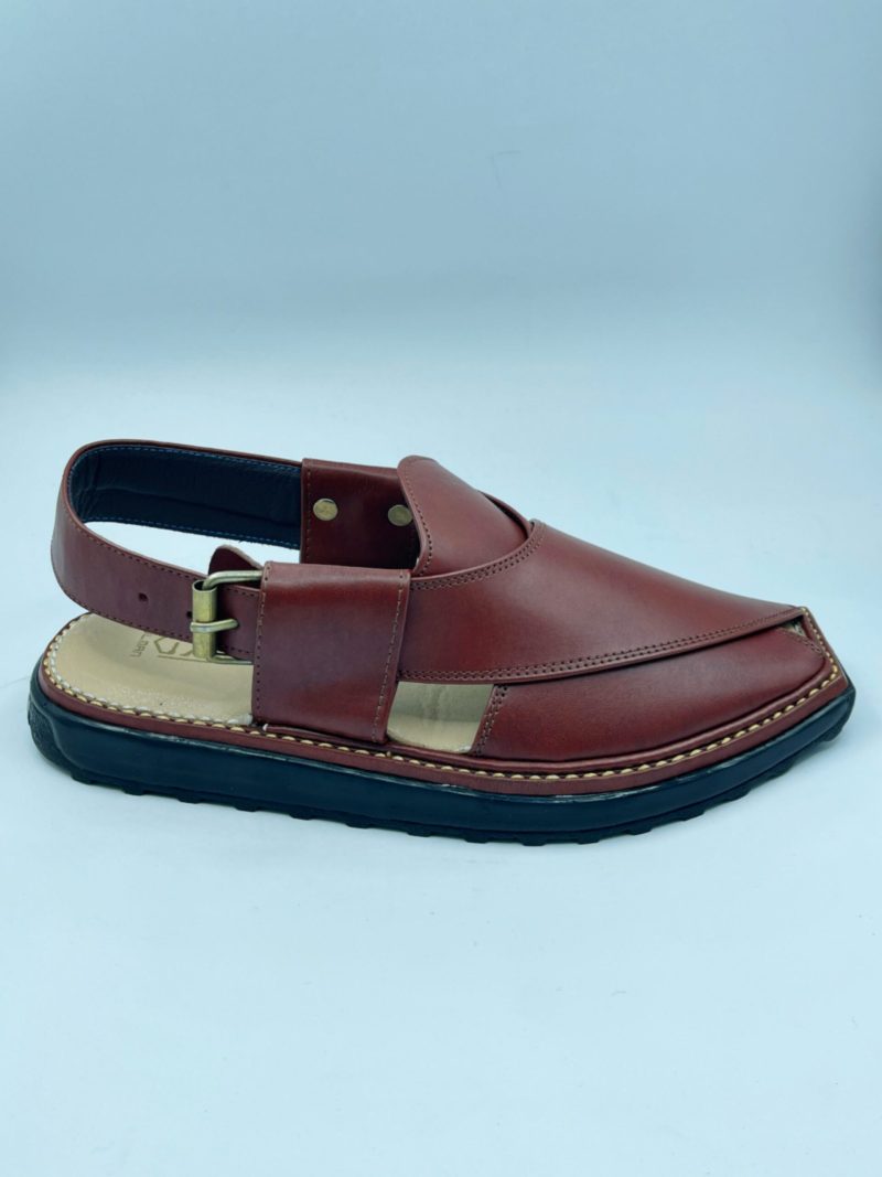 Dotted Sole Burgundy Kaptaan Chappal - Image 3