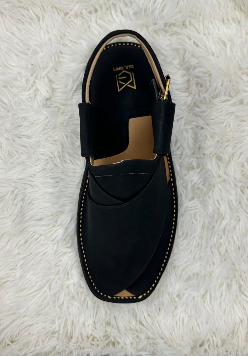 Black Kaptaan Leather Pack Chappal - Image 6