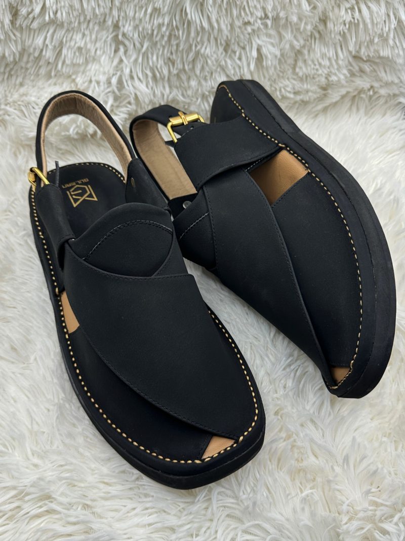 Black Kaptaan Leather Pack Chappal - Image 2